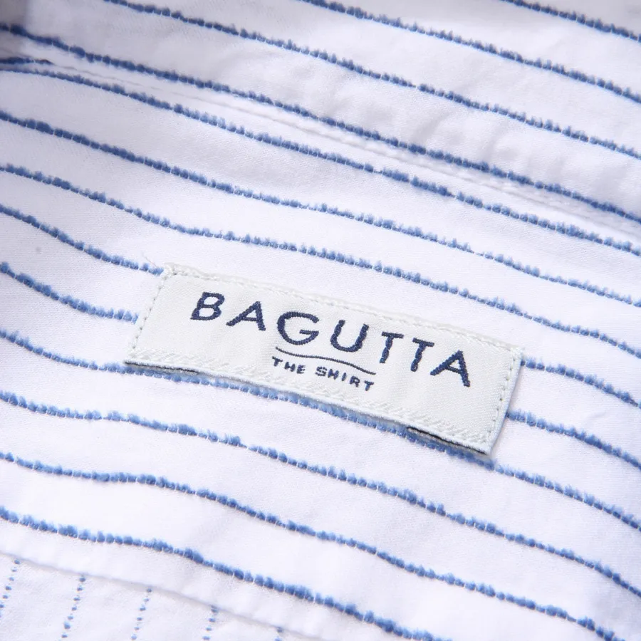 1003AG camicia uomo BAGUTTA slim fit white/blue cotton shirt man