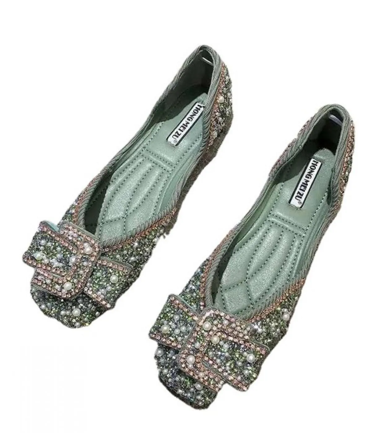 2022 nuove ballerine da donna comode scarpe con paillettes con fiocco in cristallo e diamanti scarpe singole con strass glitter