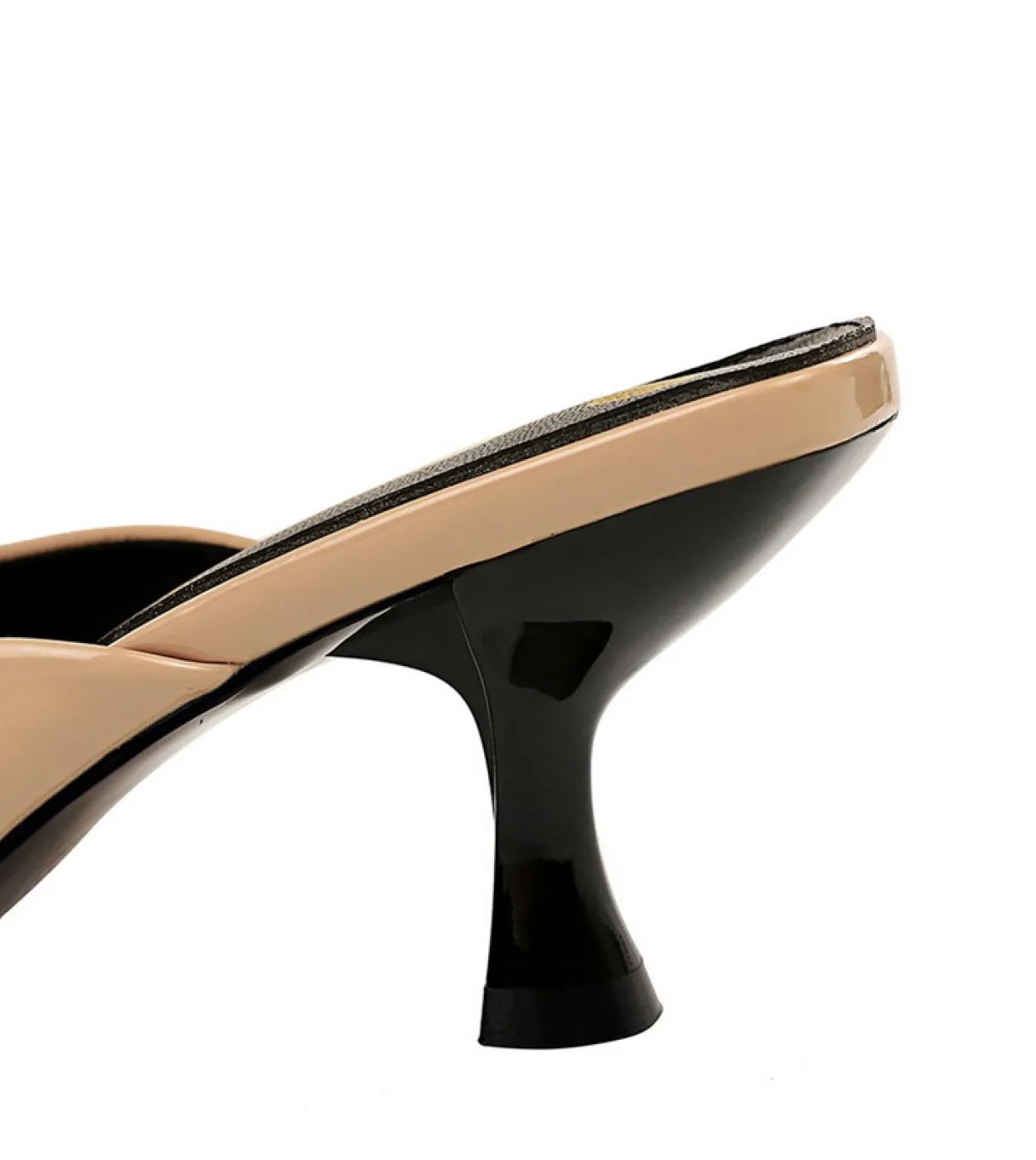 2023 Donna Estate 7cm Tacchi alti Pantofole Lady Tacchi bassi Scivoli in pelle lucida Locale notturno Slipony Punta quadrata ver