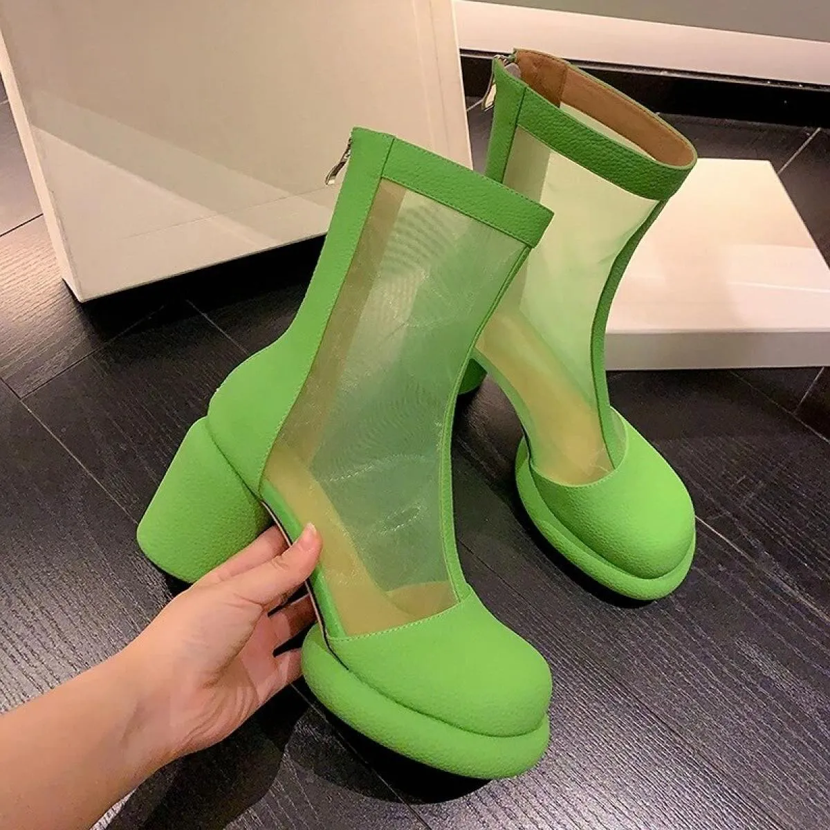 2023 Nuova Primavera E Autunno Stivali da Donna in Mesh Traspirante Moda Tacco Alto Stivali da Donna Comodi Versatile da Donna S