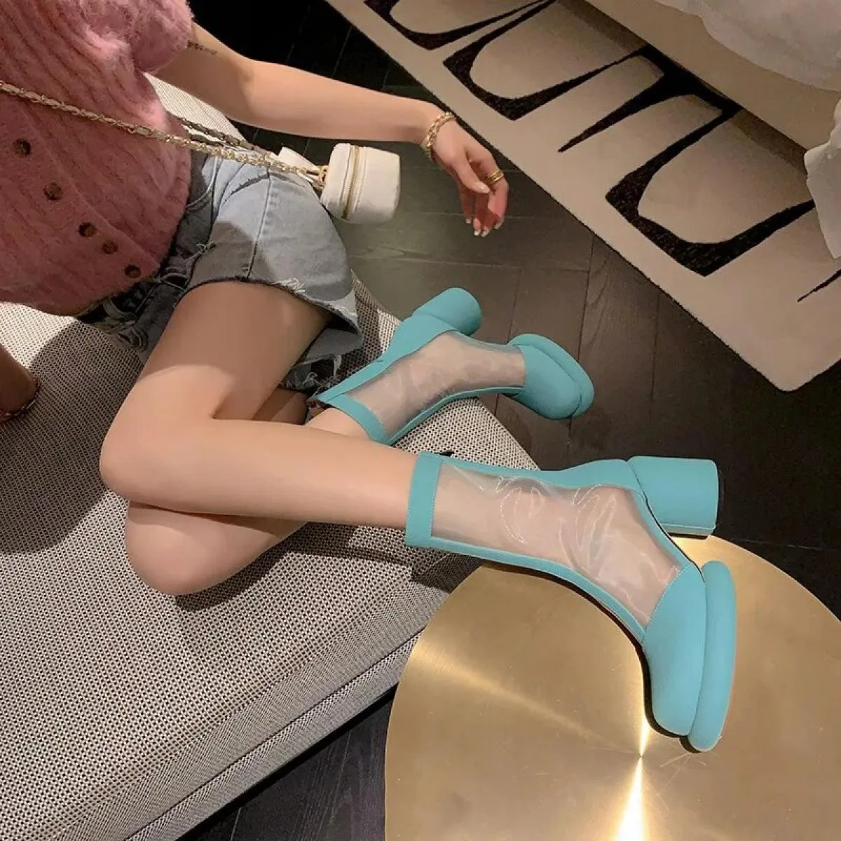 2023 Nuova Primavera E Autunno Stivali da Donna in Mesh Traspirante Moda Tacco Alto Stivali da Donna Comodi Versatile da Donna S