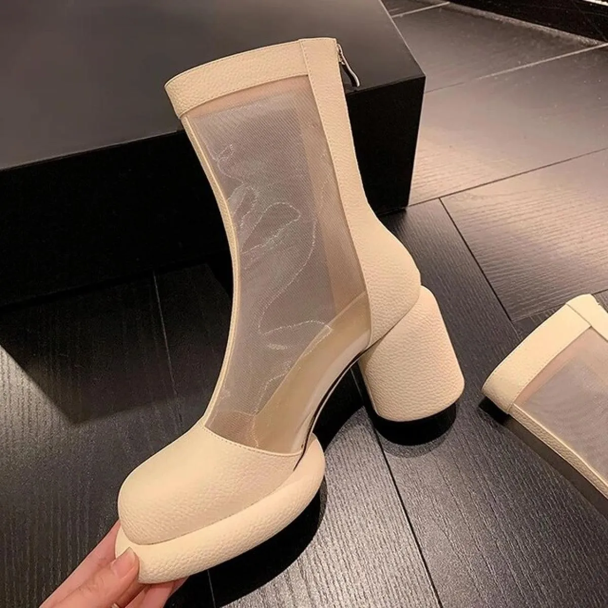 2023 Nuova Primavera E Autunno Stivali da Donna in Mesh Traspirante Moda Tacco Alto Stivali da Donna Comodi Versatile da Donna S
