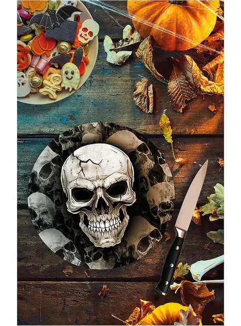 6 piatti con teschi per Halloween (23 cm)