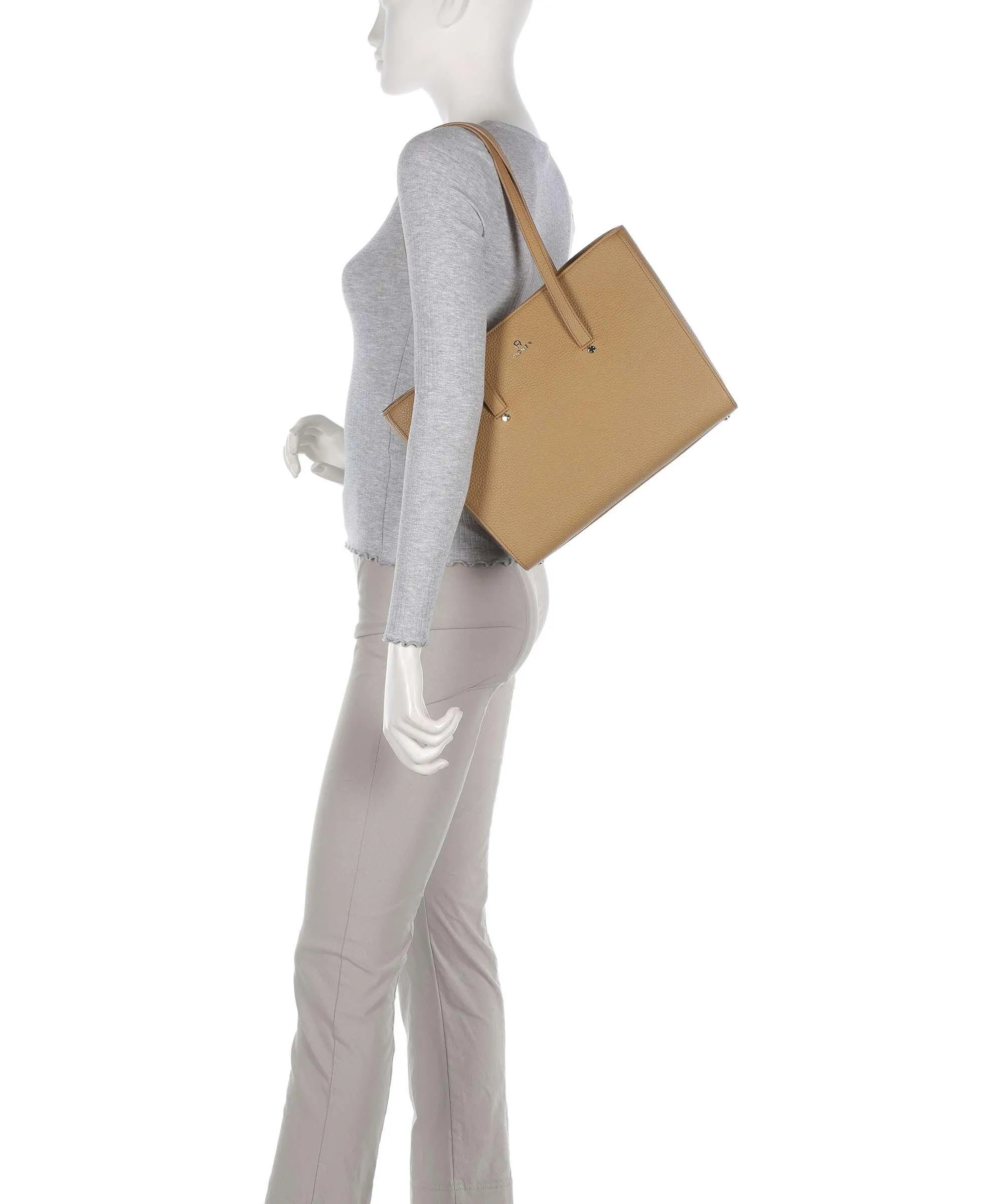  Aigner Ivy L Borsa shopper pelle di vacchetta grana beige  