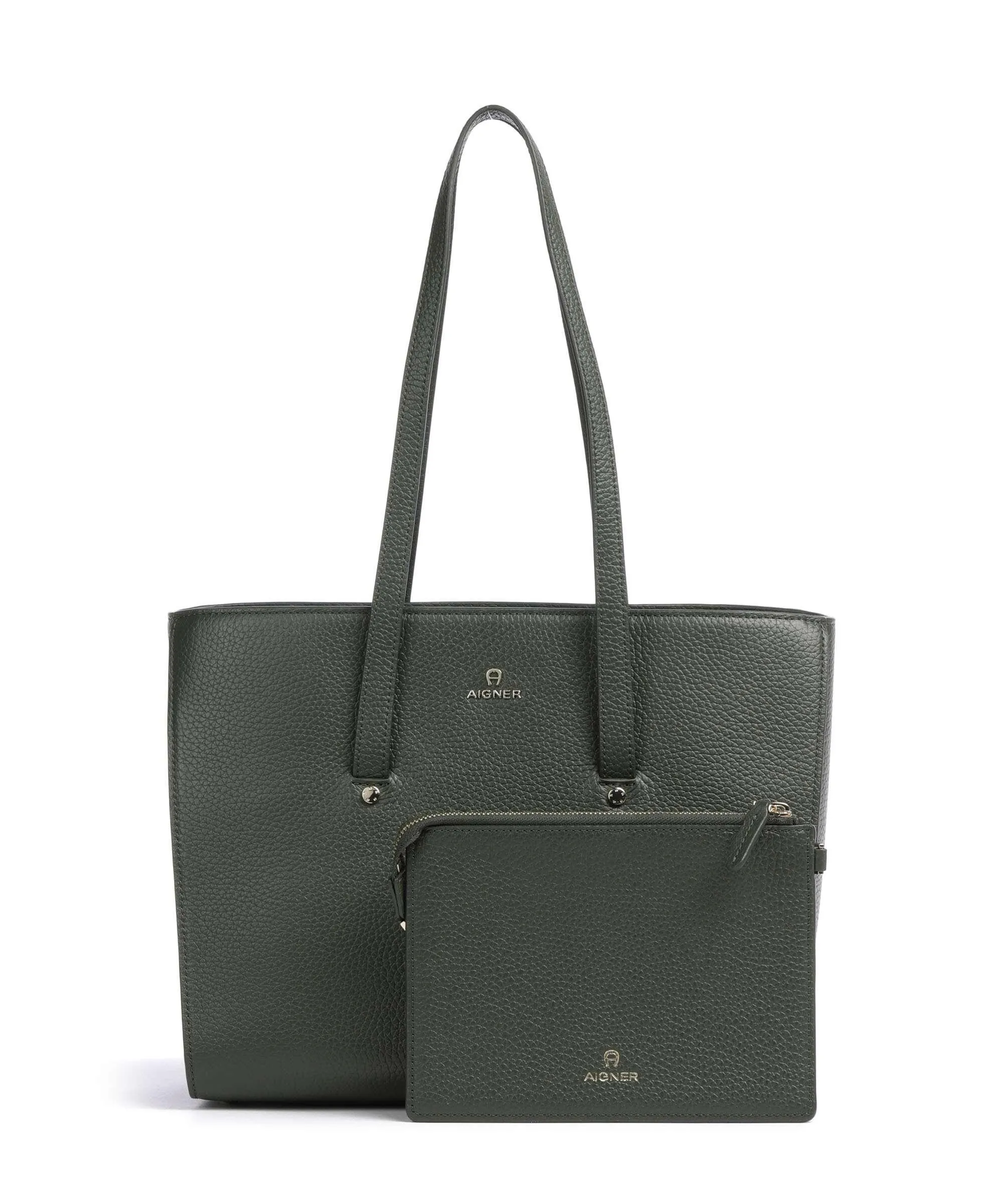  Aigner Ivy L Borsa shopper pelle di vacchetta grana verde scuro  