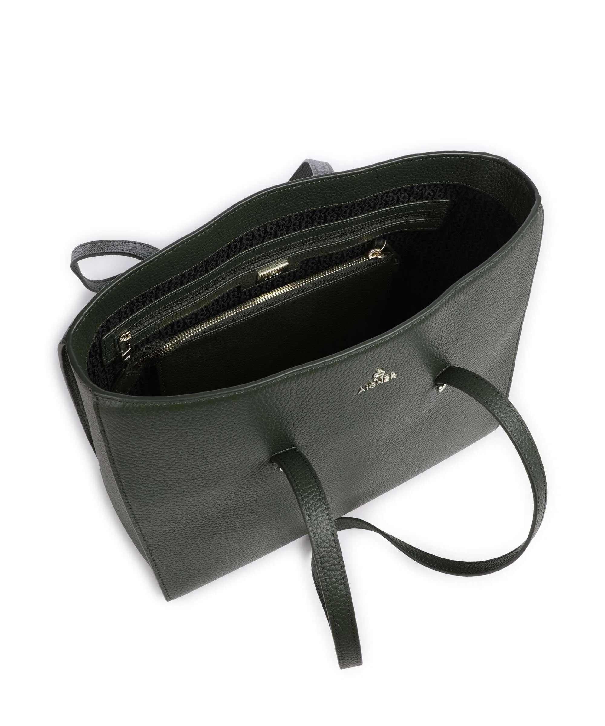  Aigner Ivy L Borsa shopper pelle di vacchetta grana verde scuro  