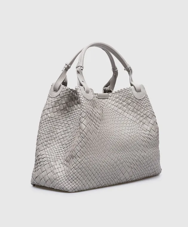 Alma Tonutti Borsa tote in pelle grigia con intreccio 5285