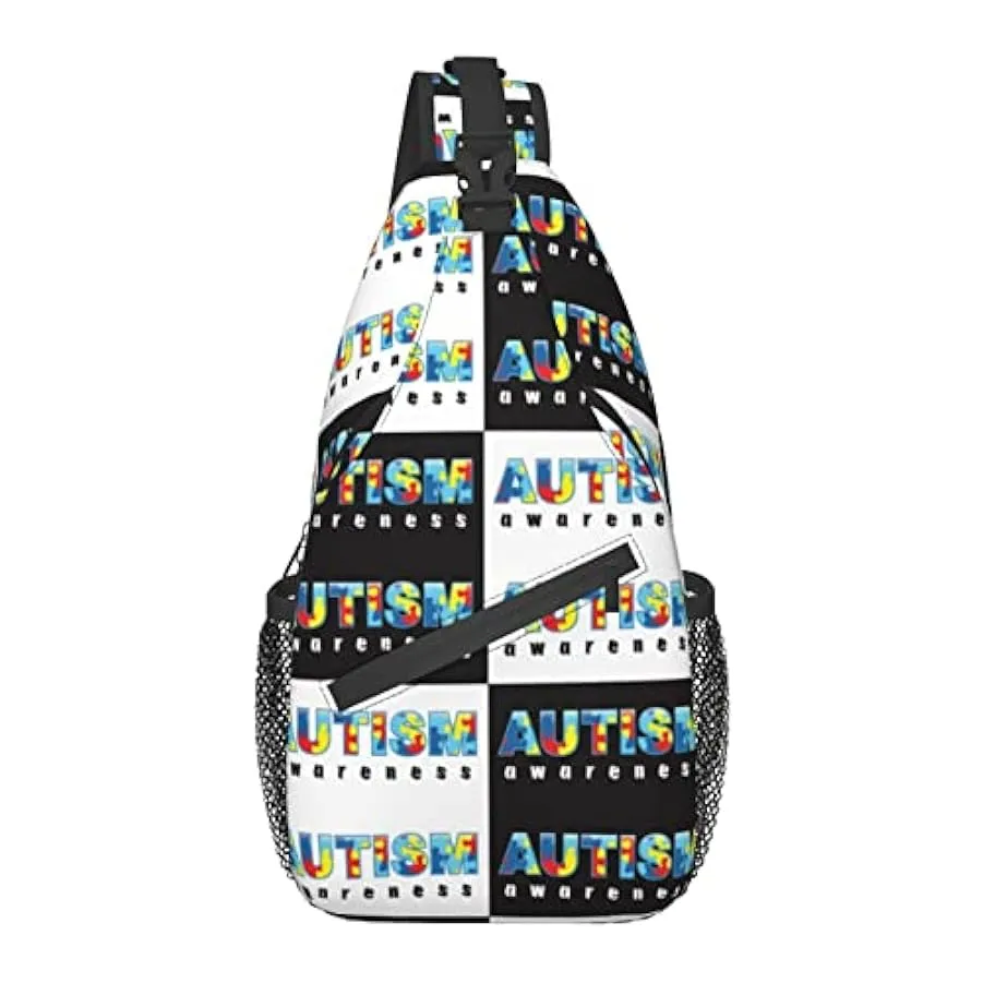 AOOEDM Borsa a Tracolla Antifurto, per Puzzle di Consapevolezza dell’Autismo Colorato Nero, Zaino a Tracolla a Spalla Borsa a Pe