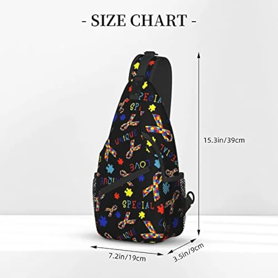 AOOEDM Borsa a Tracolla Antifurto, per Puzzle di Consapevolezza dell’Autismo Colorato Nero, Zaino a Tracolla a Spalla Borsa a Pe