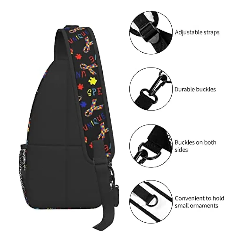 AOOEDM Borsa a Tracolla Antifurto, per Puzzle di Consapevolezza dell’Autismo Colorato Nero, Zaino a Tracolla a Spalla Borsa a Pe