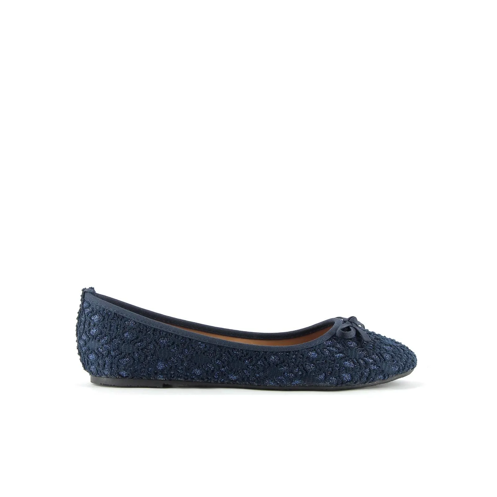 Ballerine blu bambina con fiocco e pizzo con glitter