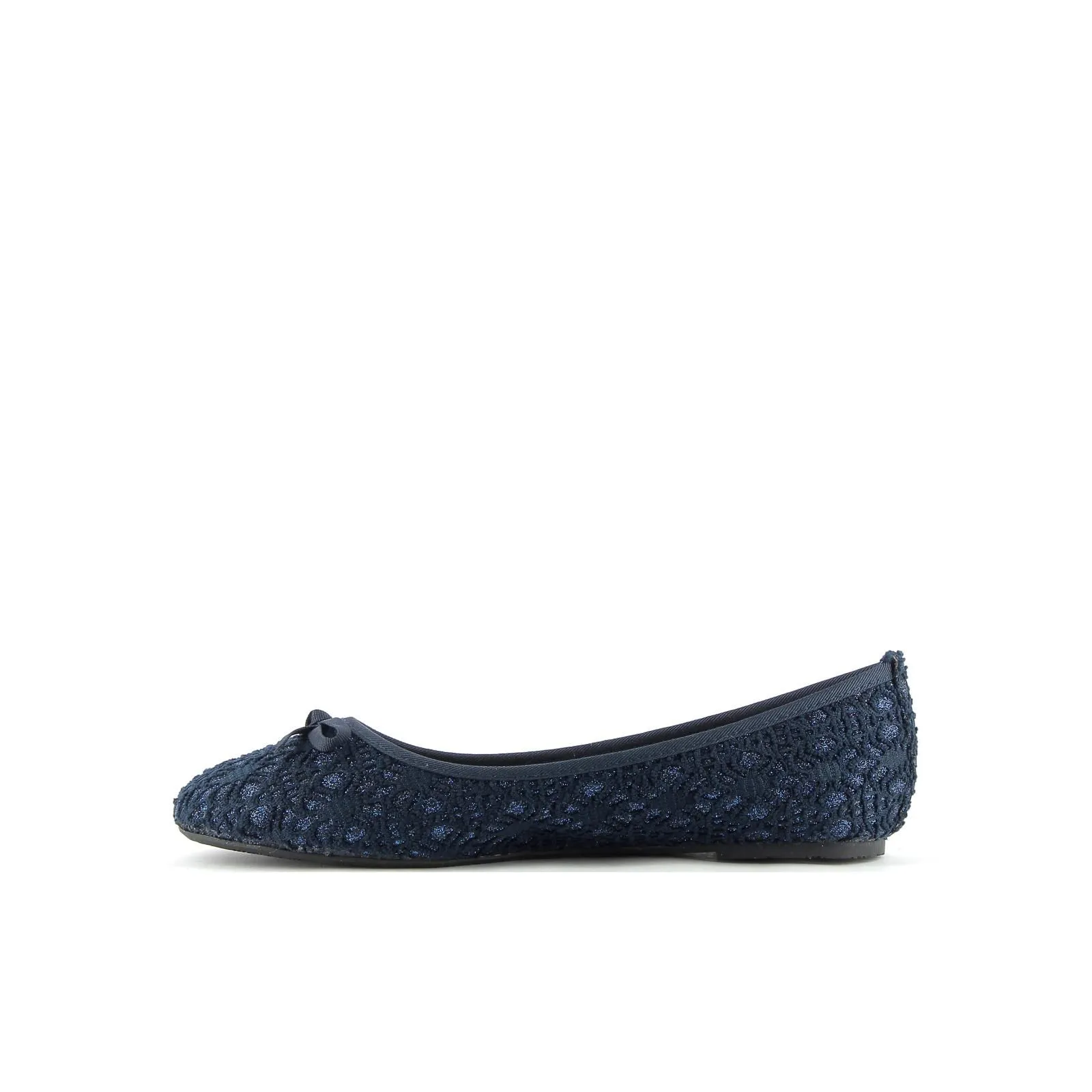 Ballerine blu bambina con fiocco e pizzo con glitter