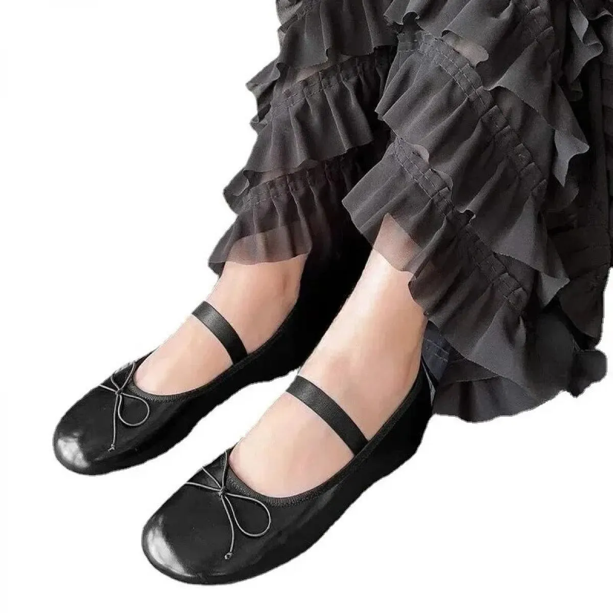 Ballerine con fiocco scarpe da donna scarpe da ballo estive poco profonde 2024 abito alla moda eleganti scarpe Lolita tendenza d