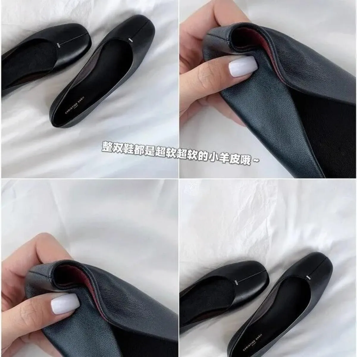 Ballerine da donna nere Moda eleganti scarpe slip on basse Scarpe da ballerina da donna Comfort Street Style con suola morbida