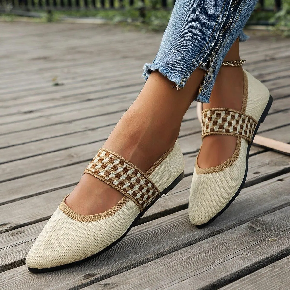 Ballerine da donna Scarpe casual Tacco basso Scarpe da ginnastica eleganti a piedi nudi da donna Socofy Comode scarpe a punta In