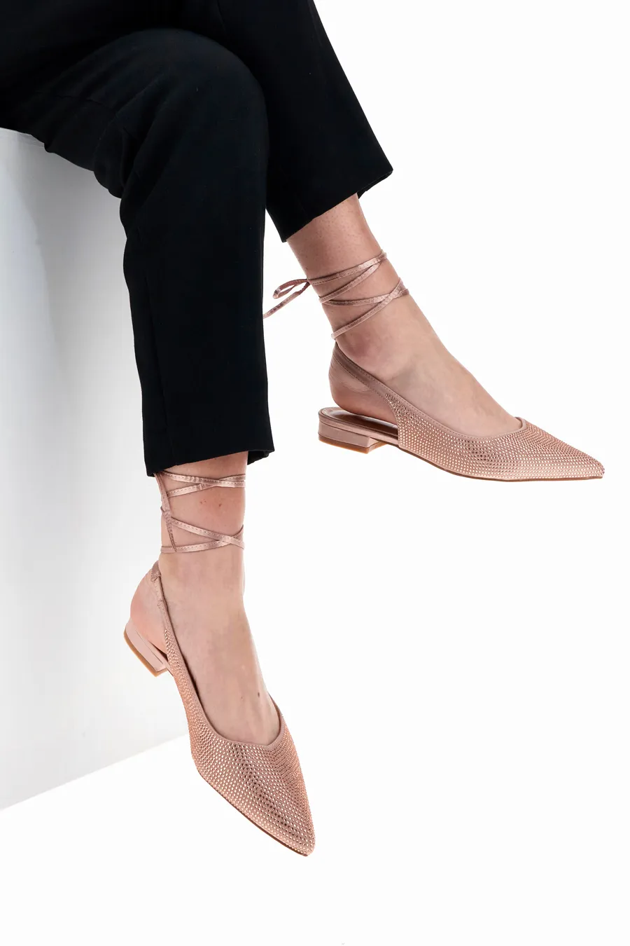 Ballerine Lace-Up Prima Riga 15990 Rosa Strass