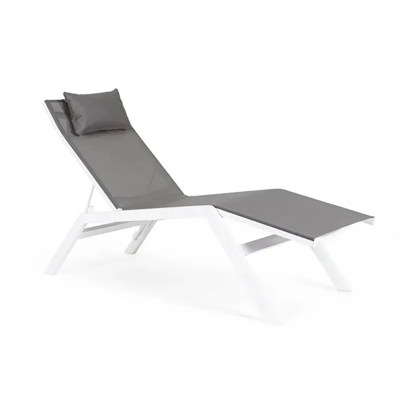 Bizzotto outdoor Chaise longue con poggiatesta Krion bianco jx11