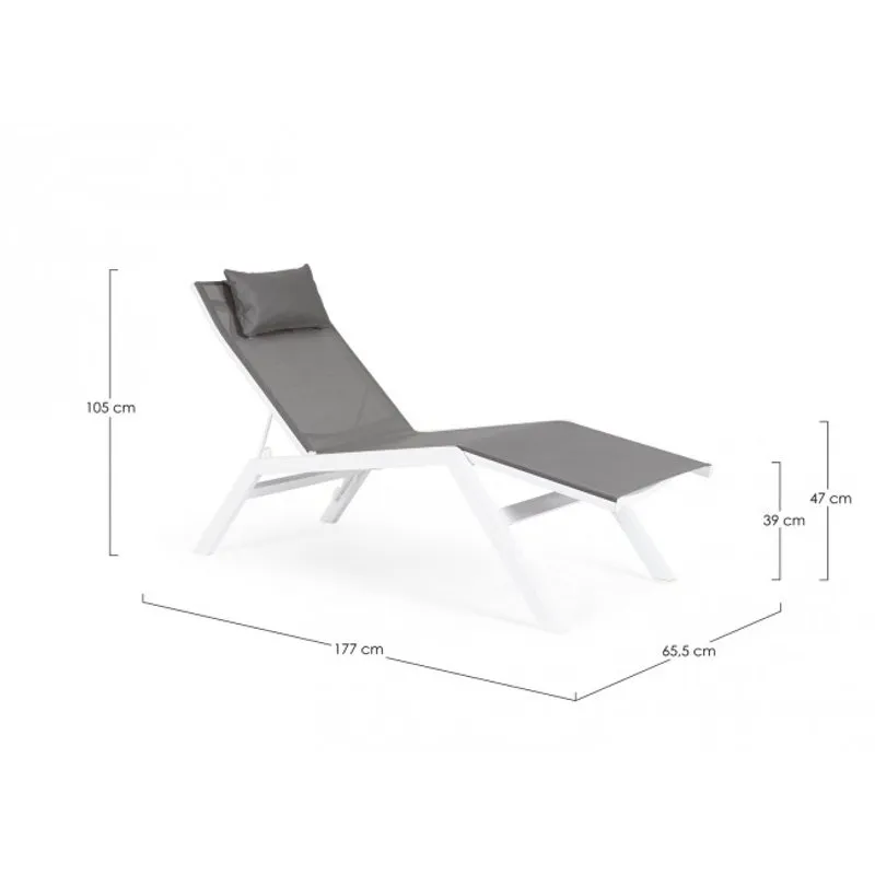 Bizzotto outdoor Chaise longue con poggiatesta Krion bianco jx11