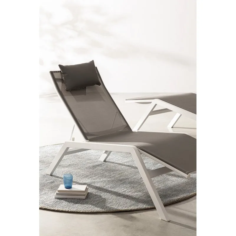 Bizzotto outdoor Chaise longue con poggiatesta Krion bianco jx11