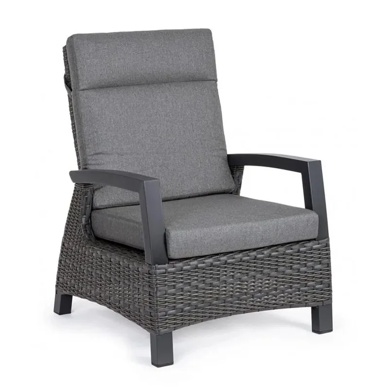 Bizzotto outdoor Poltrona reclinabile con cuscini Britton antracite jx55