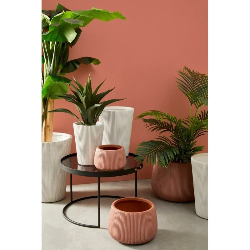 Bizzotto outdoor Set 3 porta vaso ribbed bombato terracotta alto