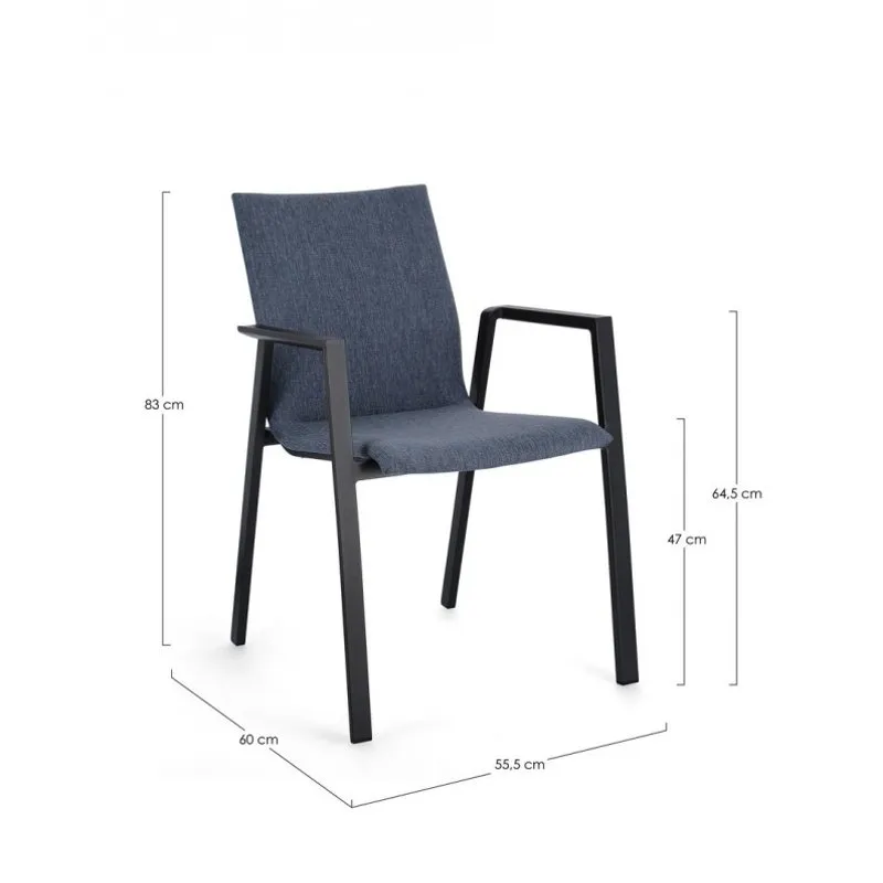 Bizzotto outdoor Set 4 sedie con braccioli Odeon antracite-denim jx55
