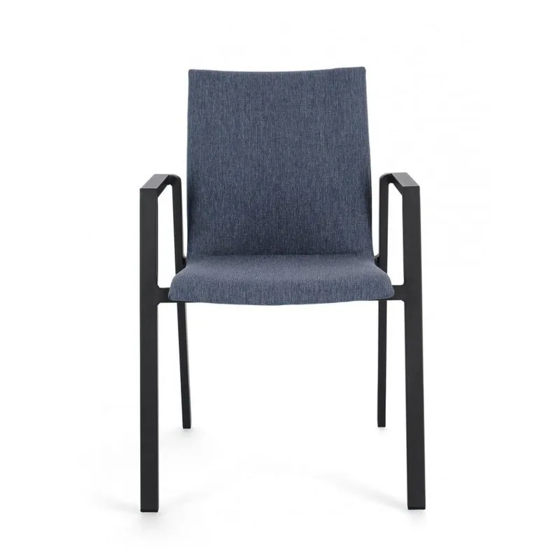 Bizzotto outdoor Set 4 sedie con braccioli Odeon antracite-denim jx55