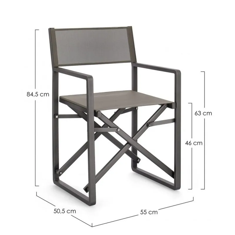 Bizzotto outdoor Set da 2 sedie regista Konnor antracite cx23