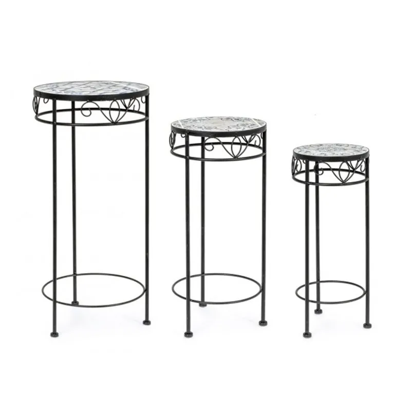 Bizzotto outdoor Set da 2 - Set 3 tavolini Erice tondi