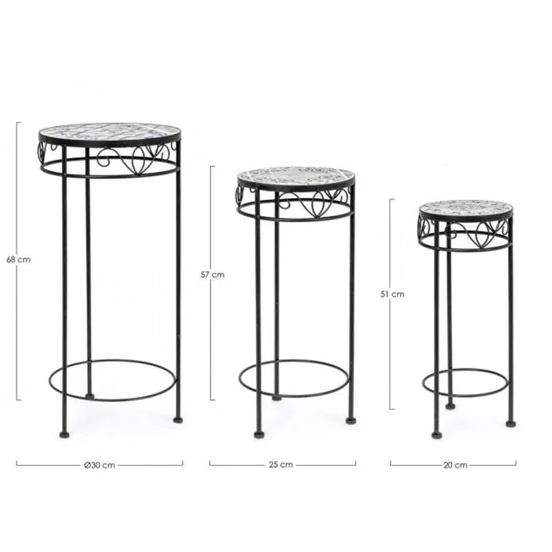 Bizzotto outdoor Set da 2 - Set 3 tavolini Erice tondi