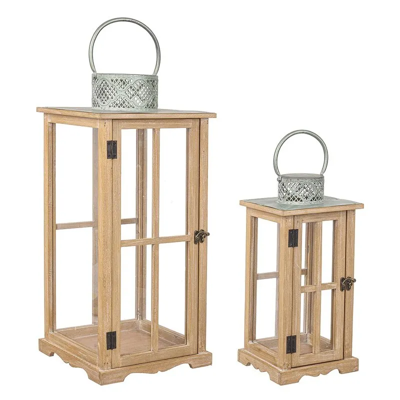 Bizzotto Set 2 lanterne Sharyl rett nat-verde acqua