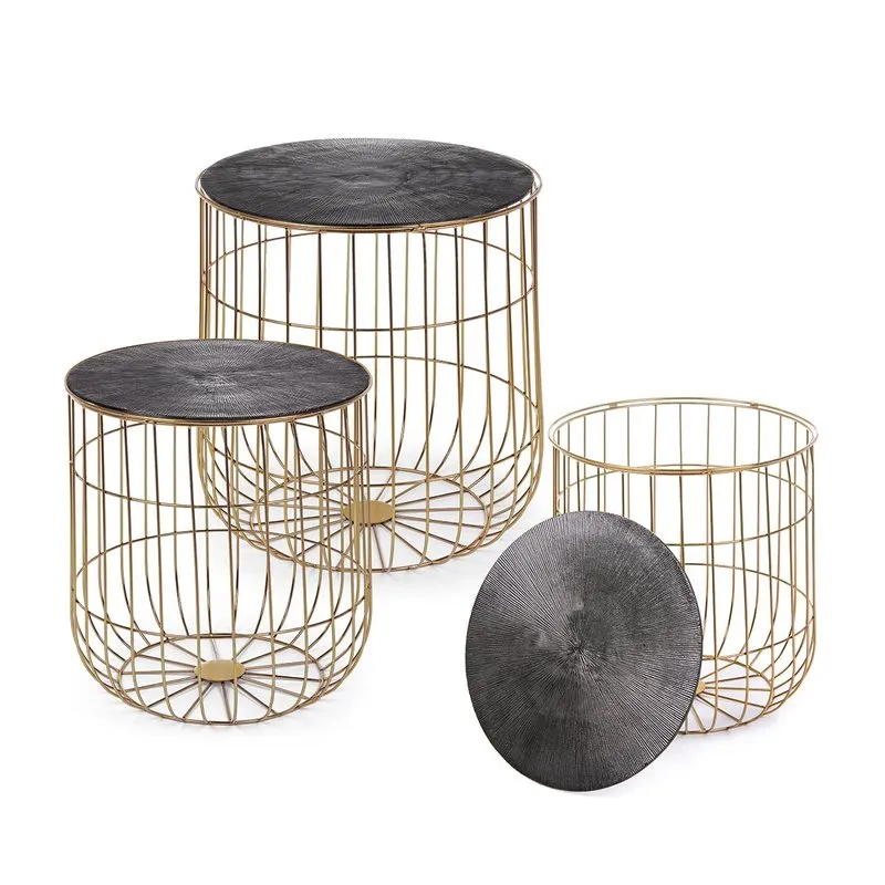 Bizzotto Set 3 tavolini contenitori Mariam