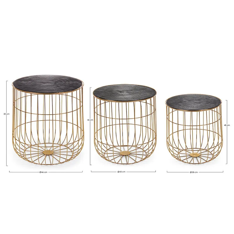 Bizzotto Set 3 tavolini contenitori Mariam