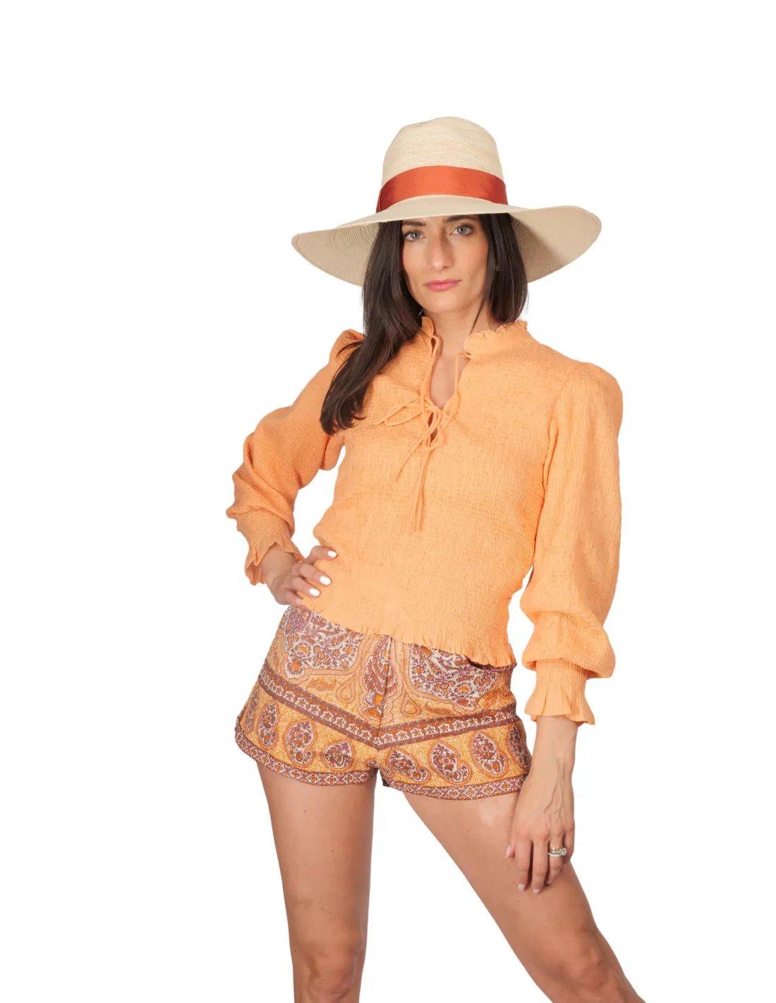 Blusa Antik Batik - Anna Smock Blo Tangerine