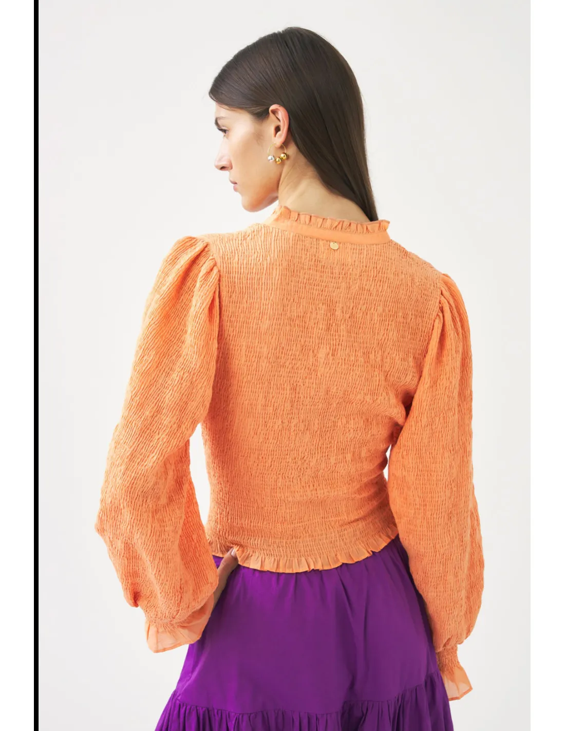 Blusa Antik Batik - Anna Smock Blo Tangerine