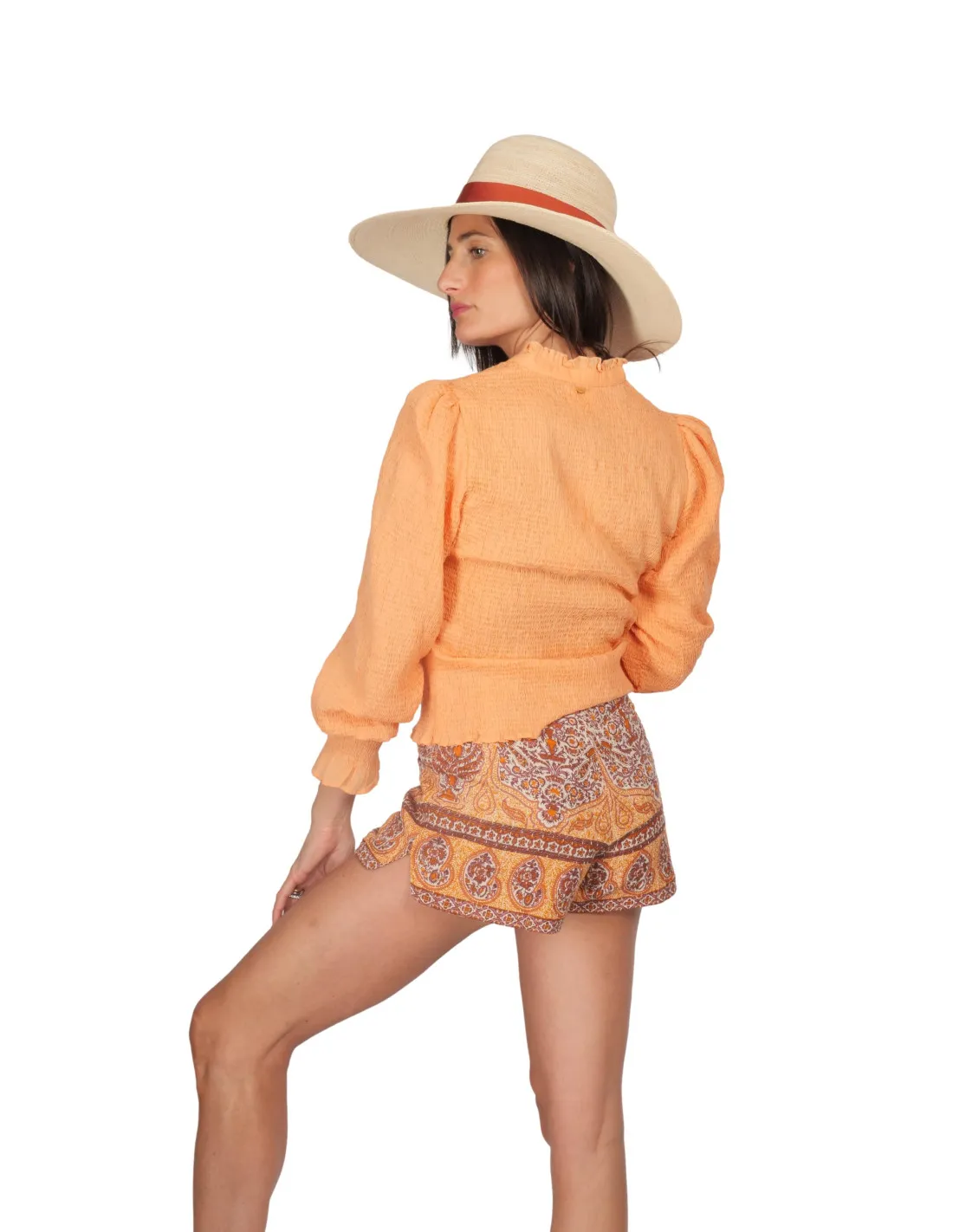 Blusa Antik Batik - Anna Smock Blo Tangerine