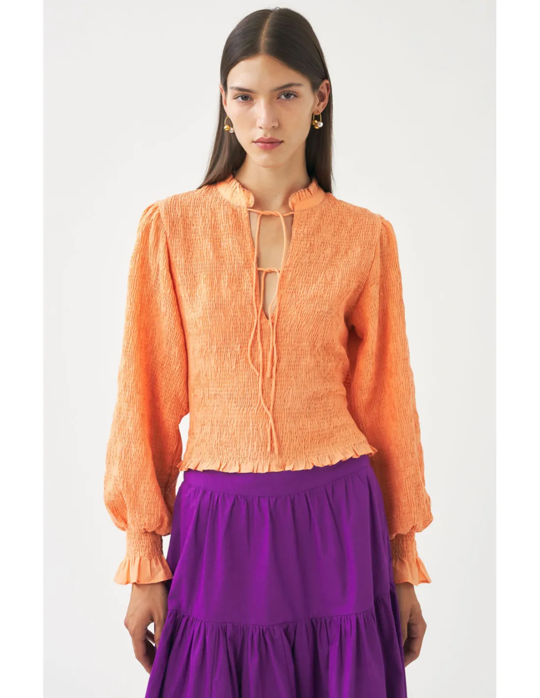 Blusa Antik Batik - Anna Smock Blo Tangerine