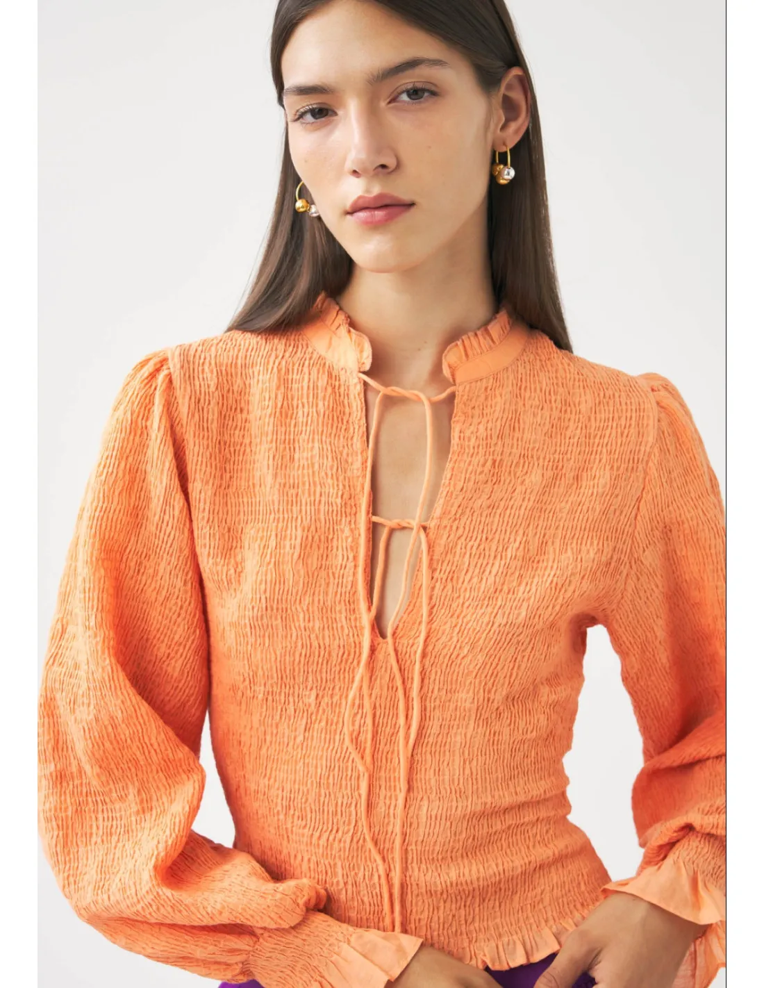 Blusa Antik Batik - Anna Smock Blo Tangerine