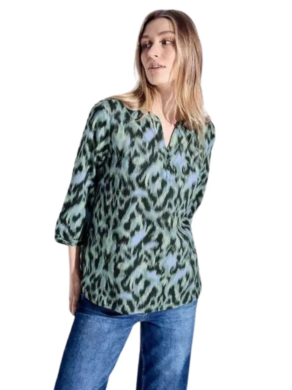 Blusa Donna a tre quarti fantasia blu