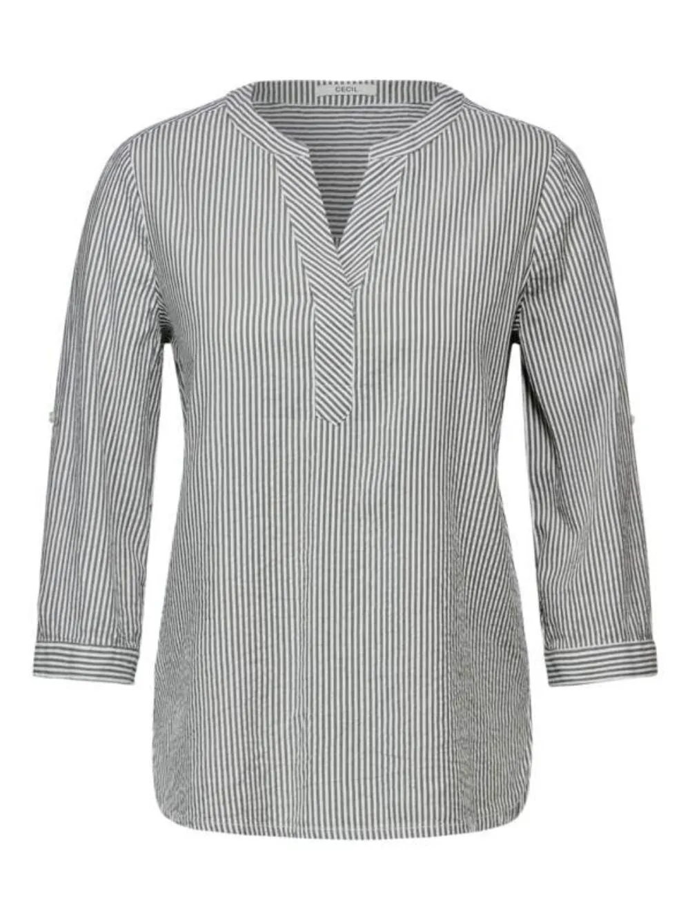 Blusa Donna con colletto alla coreana e scollo a V kaki