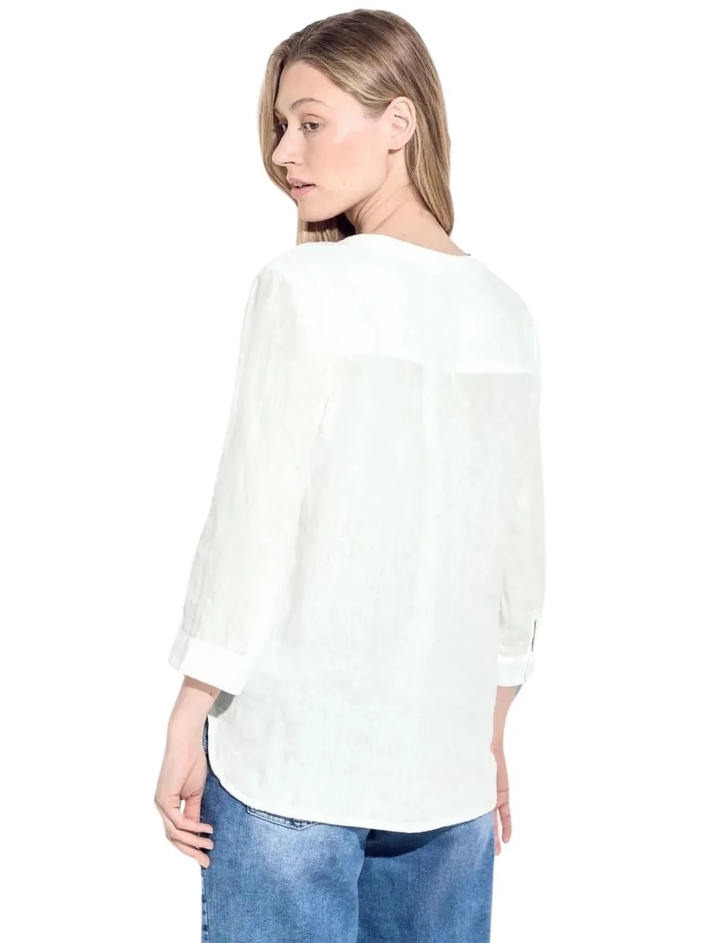 Blusa Donna in lino tinta unita bianco