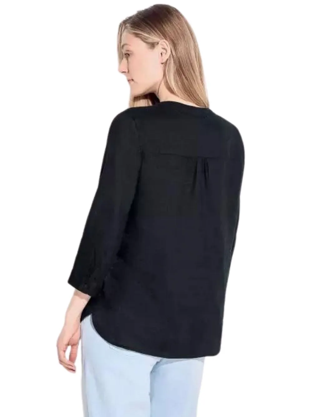 Blusa Donna in lino tinta unita nero