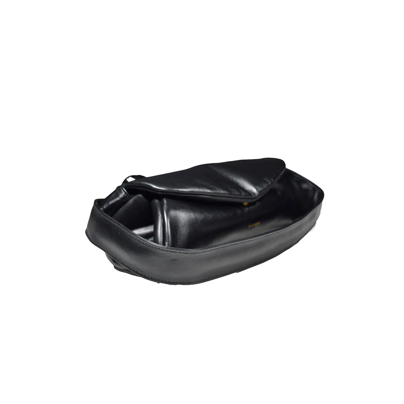 Borsa a mano Cannolo Padded piccola in pelle nera Jil Sander