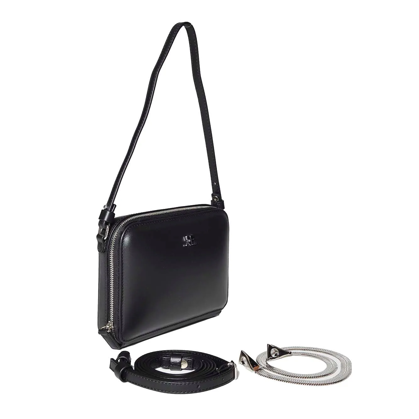 Borsa a mano Cloud Chained in pelle nera Courregès