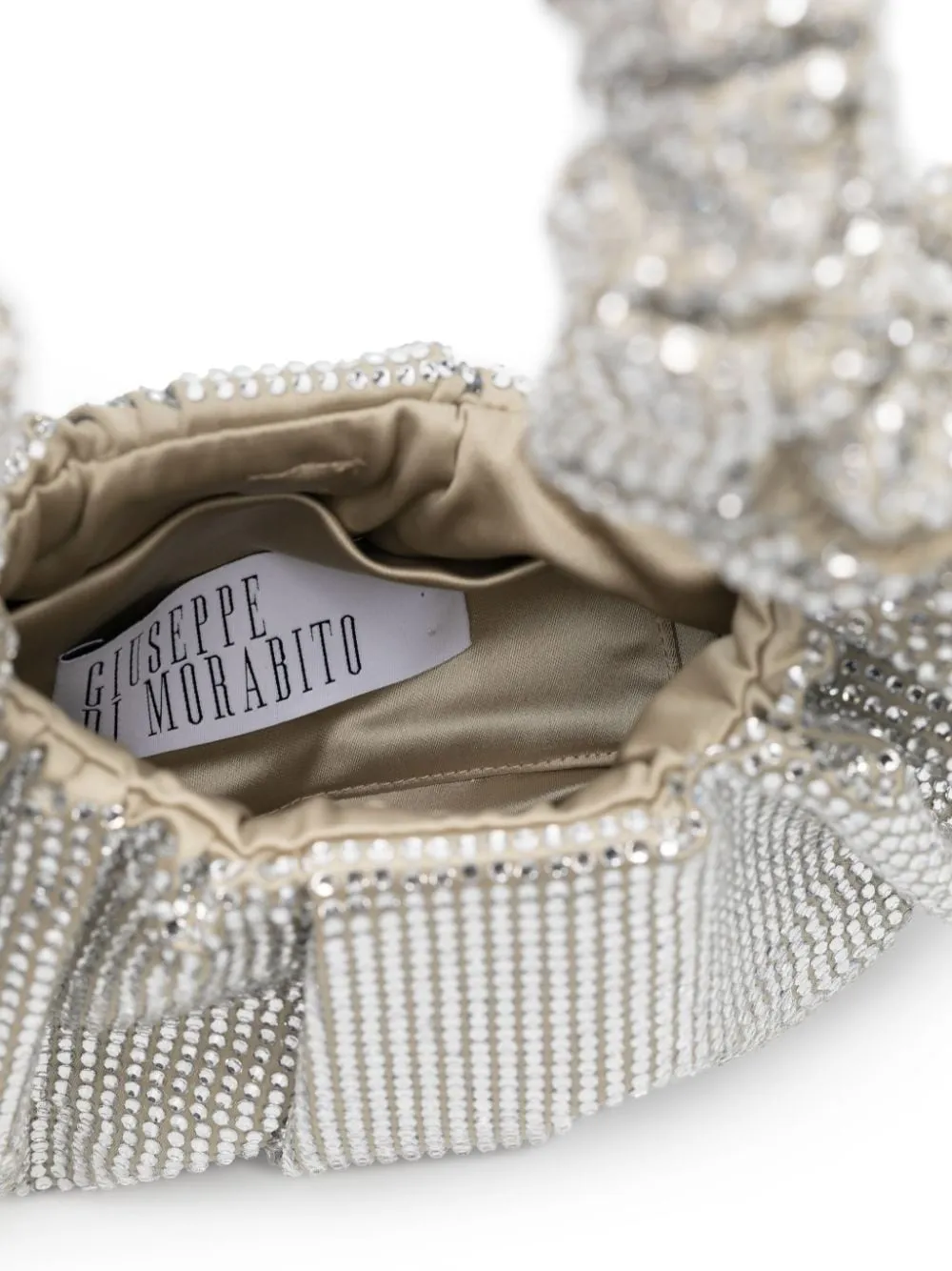 Borsa a mano con cristalli in argento - donna