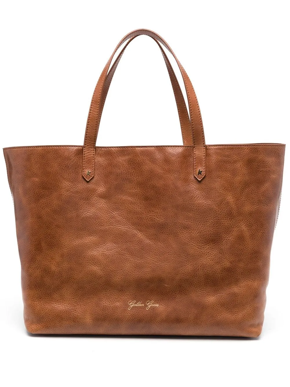 Borsa a mano con logo in marrone - unisex