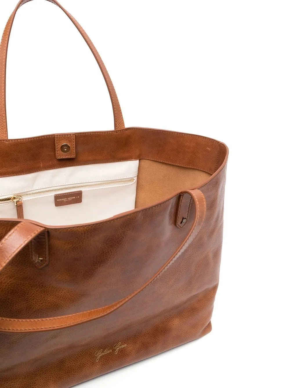 Borsa a mano con logo in marrone - unisex