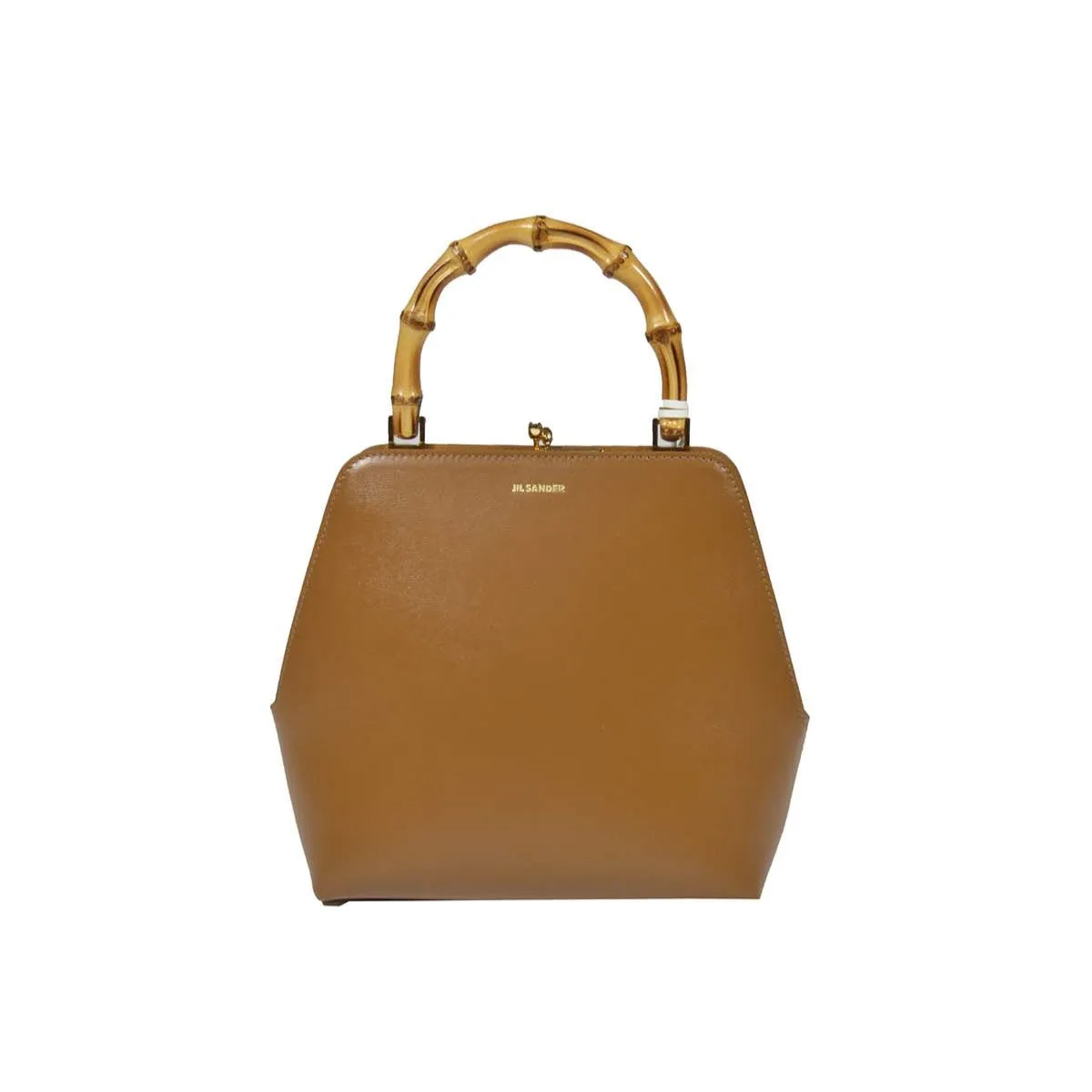Borsa a mano Goji Bamboo Square in pelle cammello Jil Sander