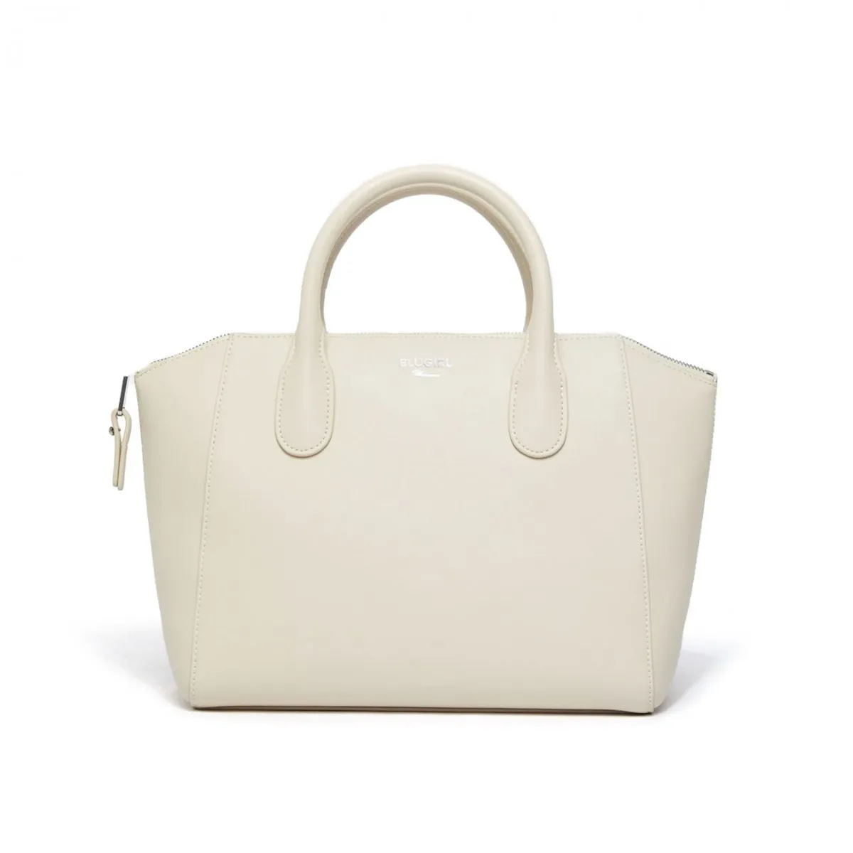 Borsa A Mano Grande Con Logo, Bianco