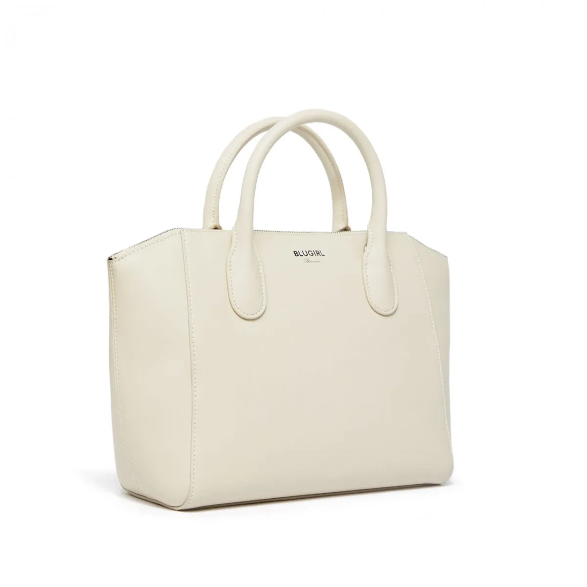 Borsa A Mano Grande Con Logo, Bianco